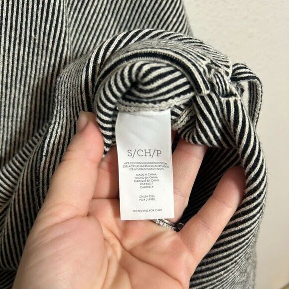 CAbi Cupid Cardigan 3526 Full Zip Sweater S Boxy Oversize Black Stripe Lagenlook - Picture 8 of 8